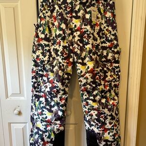 TSLA Men's Multicolor Camo Snow Pants - White Base